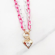 Double Enamel Chain Heart Necklaces