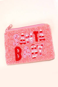 CHRISTMAS HOLIDAY SEED BEAD POUCH COIN PURSE