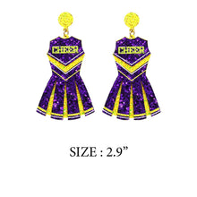 GLITTER CHEERLEADER UNIFORM DROP POST EARRING