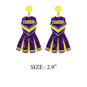 GLITTER CHEERLEADER UNIFORM DROP POST EARRING