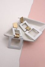 WOOD METAL MIX  GEO SHAPE EARING