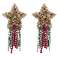 Glitter Star Mardi Gras Sequin Tassel Earrings