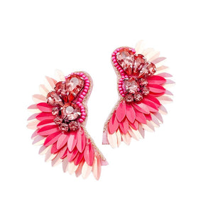 Glam Angel Wing Hot pink Earrings