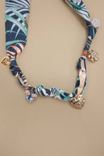 Blue and Gold Charm Floral Scarf Necklaces