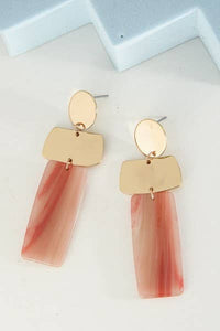 GOLD AND CORAL GEO DROP EARRINGS