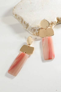 GOLD AND CORAL GEO DROP EARRINGS