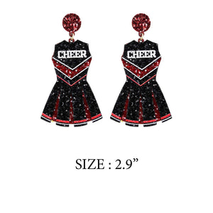 GLITTER CHEERLEADER UNIFORM DROP POST EARRING