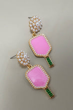 PICKLE BALL PEARL RACKET DROP EARRINGS