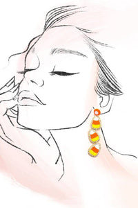 HALLOWEEN CANDY CORN SEED BEAD DROP EARRINGS