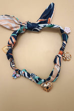Blue and Gold Charm Floral Scarf Necklaces