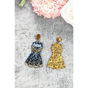 GLITTER CHEERLEADER UNIFORM DROP POST EARRING