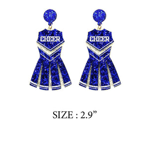GLITTER CHEERLEADER UNIFORM DROP POST EARRING