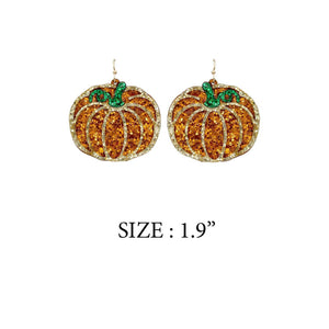 THANKSGIVING PUMPKIN GLITTER HOOK EARRINGS