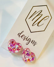 Glitter Confetti Valentine Heart Studs