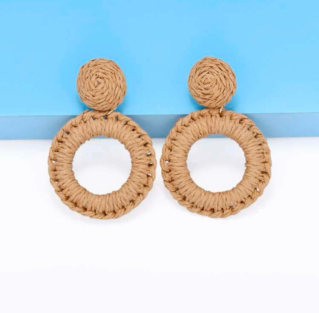 Double Circle Rattan Earring