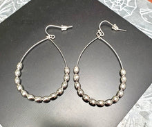 Beaded Teardrop Silver Earrings