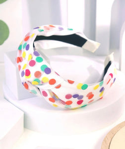 Colorful Polka Dot Print Knot Headband