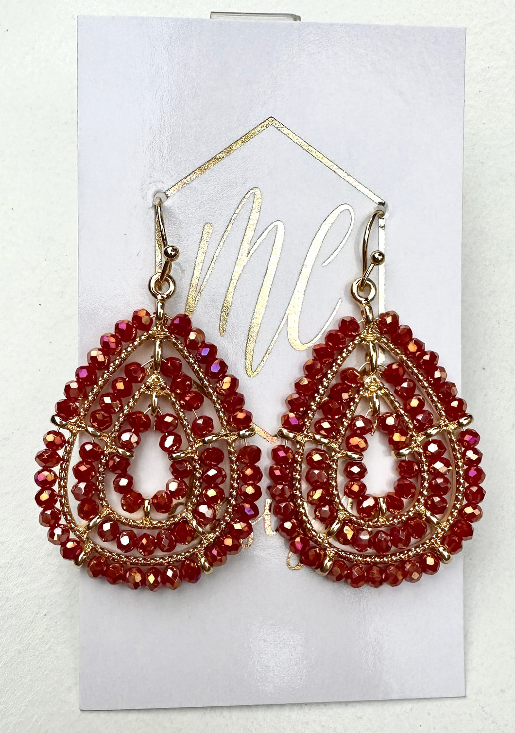 Beaded Double Teardrop Earrings