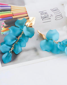 Translucent Long Acrylic Petal Earrings with Gold Leaf Post
