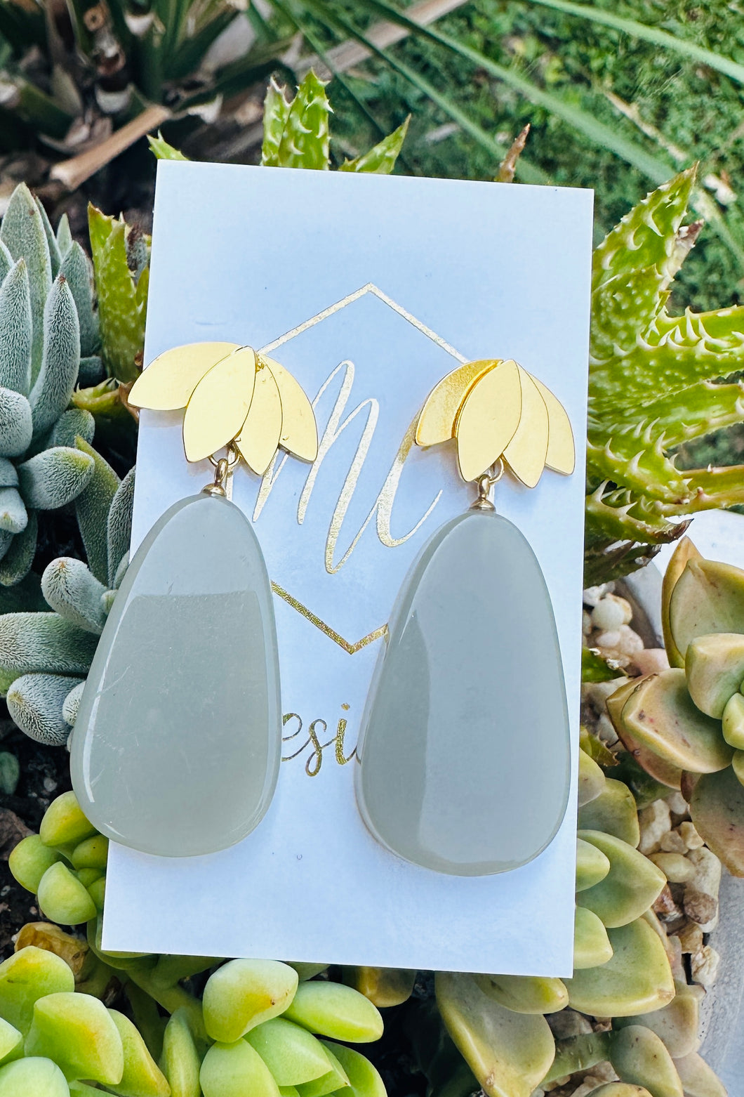 Gray Drop Dangle Earrings