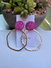 Statement Textured Circle Earrings with a Glitter Top