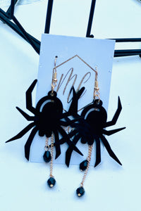 Acrylic Black Spider Halloween Earrings