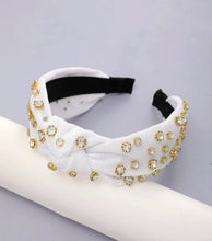 White Linen Rhinestone Headband
