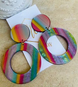 Large Colorful Acrylic Oval Earrings