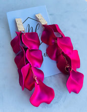 Reverse Petal Dangle Earrings with Rectangular gold posts
