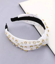 White Linen Rhinestone Headband