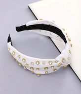 White Linen Rhinestone Headband