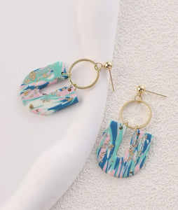 Marble Aqua Clay Earrings