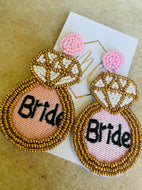 Bride Diamond Ring Beaded Earrings