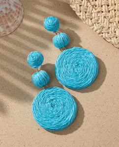 Vacation Rattan Tiered Circle Earrings