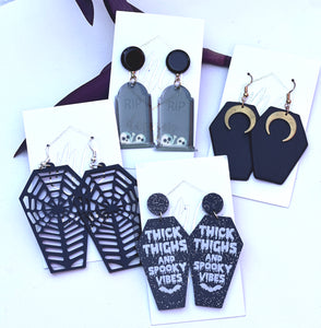 Halloween Coffin Tombstone Earrings