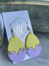 Yellow and purple Easter egg earrings