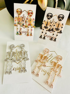 Fun Dangle Skeleton Halloween Earrings