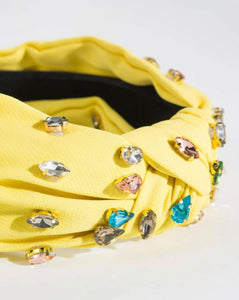 Jeweled Headband with Knot Multi Color Jewels