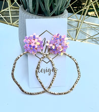 Statement Cluster of Flowers Textured Open Circle Earrings