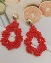 Large Flower Beaded Teardrop Earrings