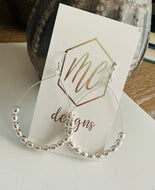 Beaded Teardrop Silver Earrings