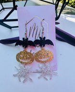 Bat Pumpkin Spider Stack Earrings Halloween