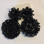 Black Beaded Double Circle Earrings