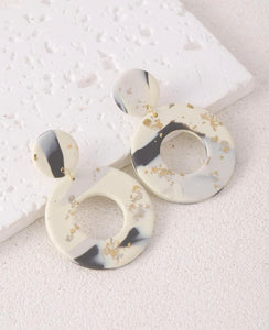 Gold Flake Circle Clay Earring