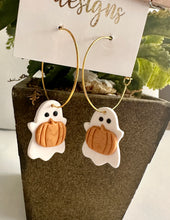 Clay Ghost Halloween Earrings Hoops