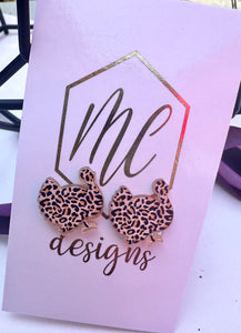 Thanksgiving Glitter Turkey Stud Earrings