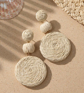 Vacation Rattan Tiered Circle Earrings