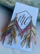 Fringe and Rhinestone Feather Earrings