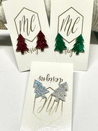 Large Glitter Christmas Tree Studs