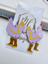 Fun Cowgirl Boots Chicken Acrylic Earrings